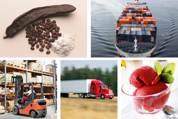 collage of our Water Solubles and Custom Stabilizers along with how we distribute and transport them